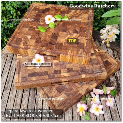 Cutting board BUTCHER BLOCK SQUARE 40x40x4cm +/-4.3kg talenan kayu jati Jepara